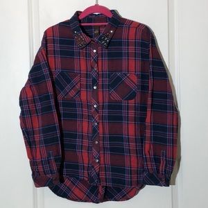 Bit & Bridle Plaid Embellished Flannel Snap Up XL